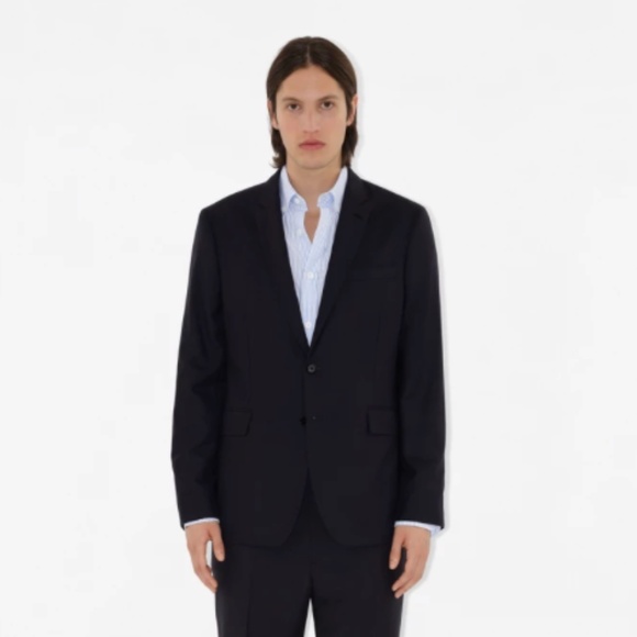 BURBERRY MENS BLACK TAILORED SUIT JACKET BLAZER 100% PURE WOOL SIZE 40 BUSINESS - Picture 1 of 9